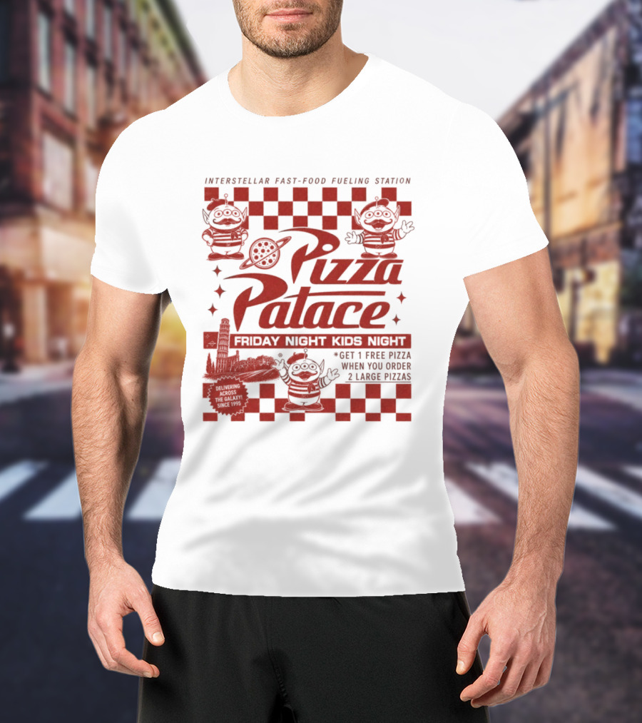 Pizza Palace Skeeball Fast Food Arcade Person Get 1 Free Pizza T-Shirt