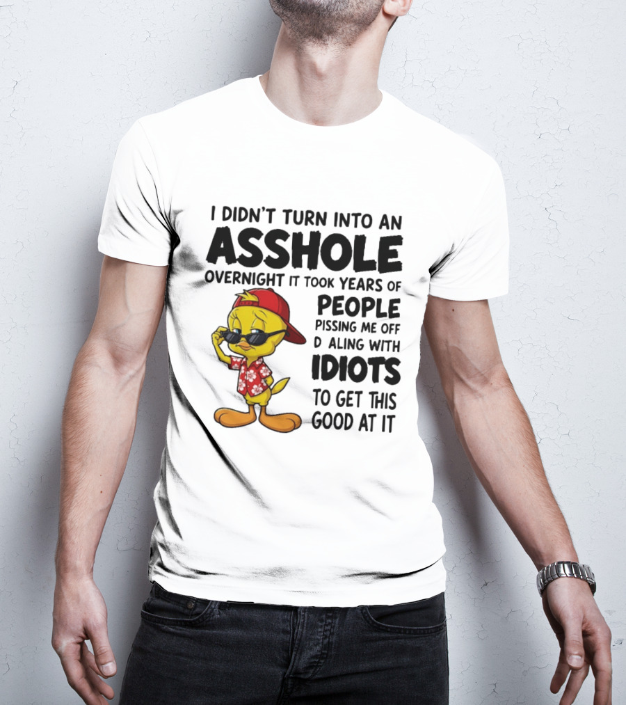 Tweety Bird I Didn't Turn Into An Asshole Overnight It Took Years Of People Pissing Me Off Dealing With Idiots T-Shirt