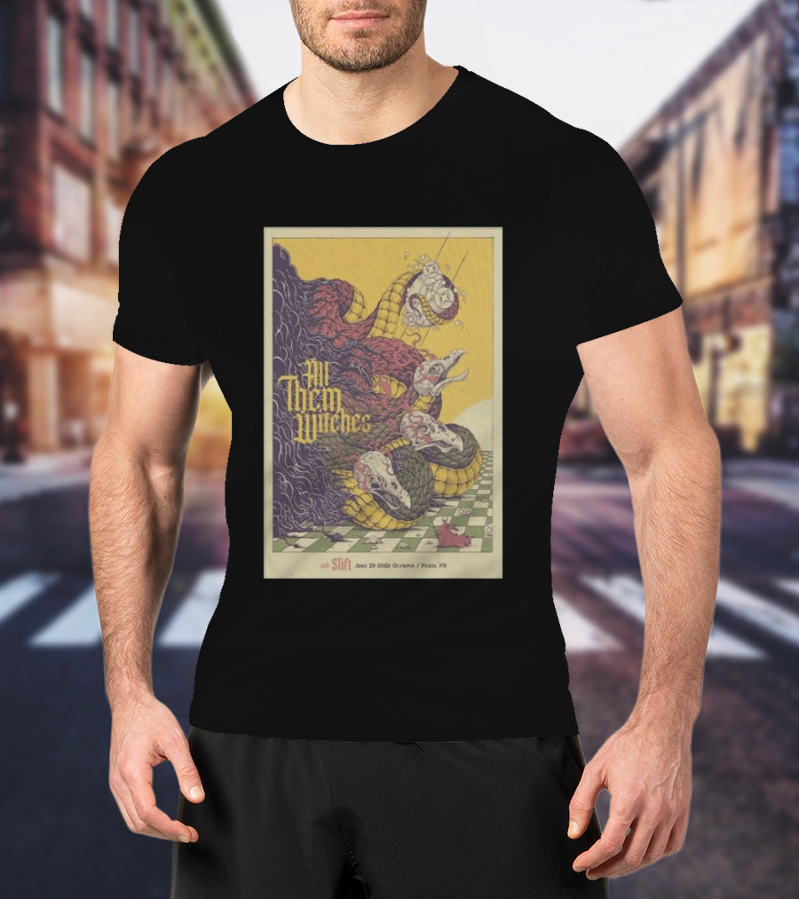 All Them Witches Slift June 29 2026 Olympia Paris FR Serpent Creature Checkerboard T-Shirt