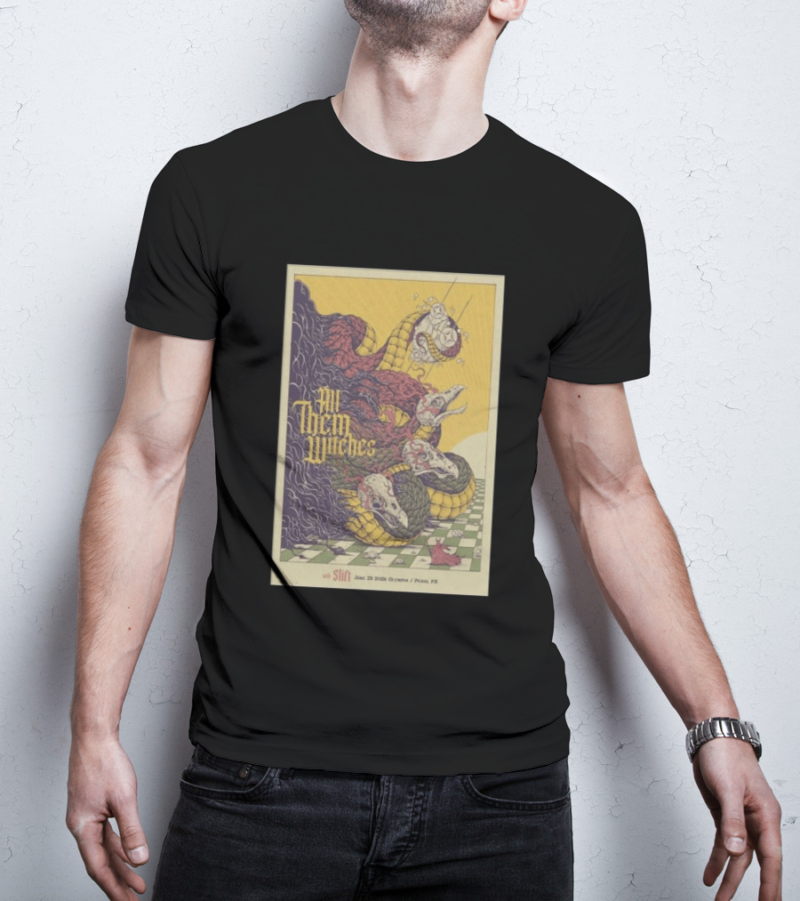 All Them Witches Slift June 29 2026 Olympia Paris FR Serpent Creature Checkerboard T-Shirt