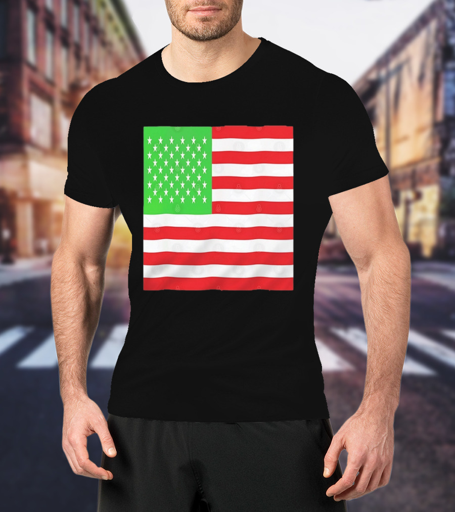 American Flag Green And Red Color Variant Stars And Stripes T-Shirt