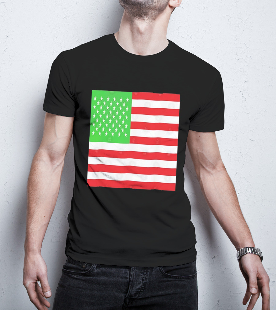 American Flag Green And Red Color Variant Stars And Stripes T-Shirt