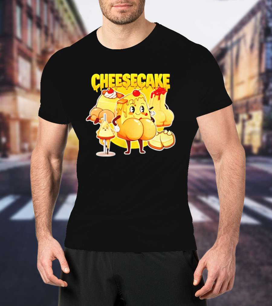 Cheesecake Delicious Cartoon Characters With Cherry And Whipped Cream T-Shirt