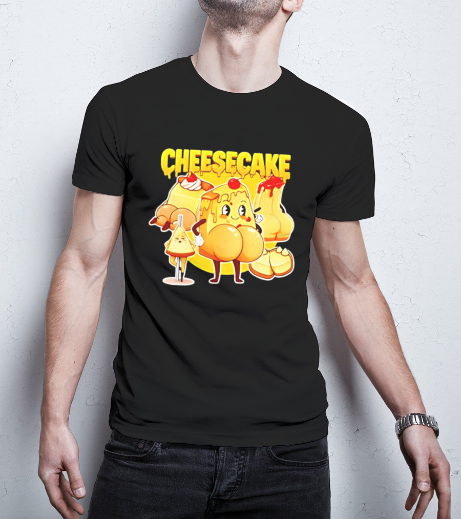 Cheesecake Delicious Cartoon Characters With Cherry And Whipped Cream T-Shirt