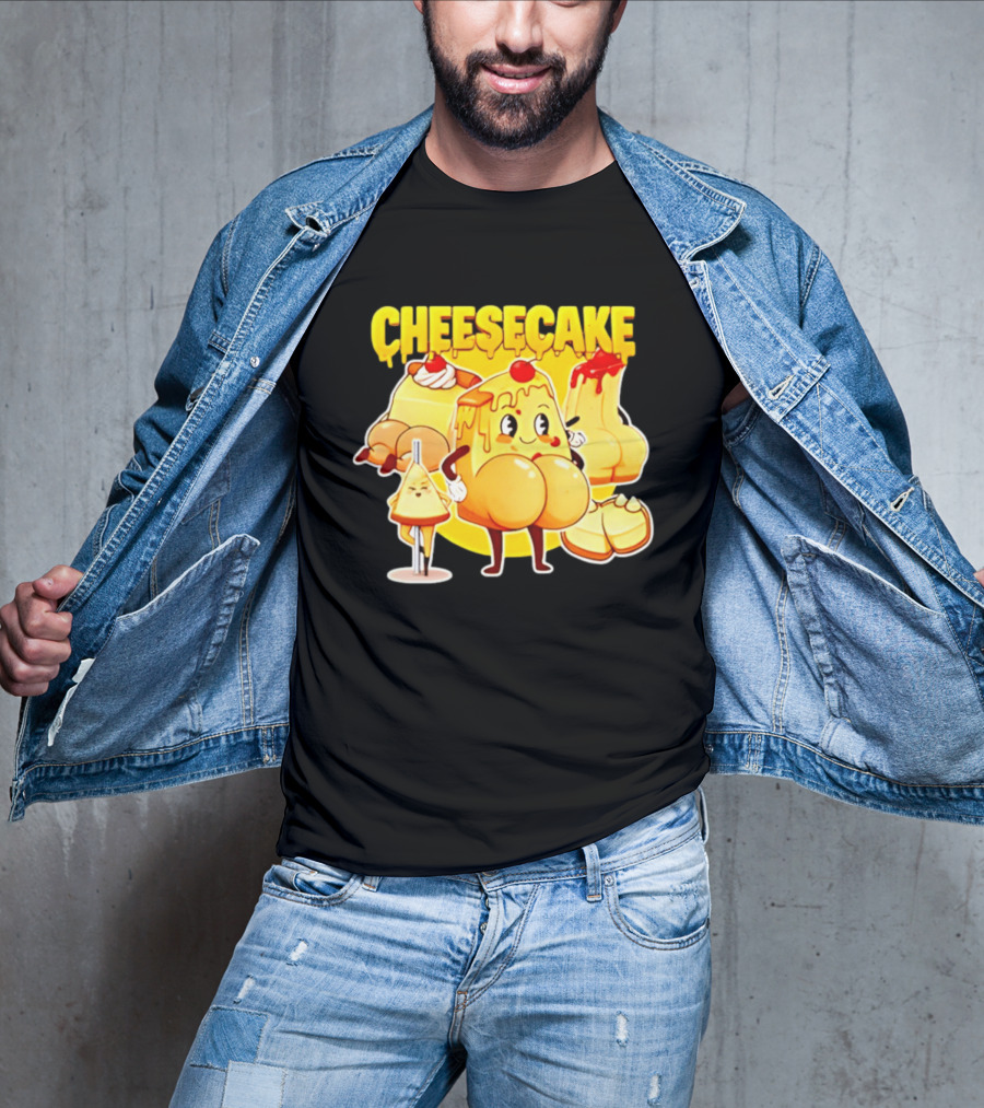 Cheesecake Delicious Cartoon Characters With Cherry And Whipped Cream T-Shirt