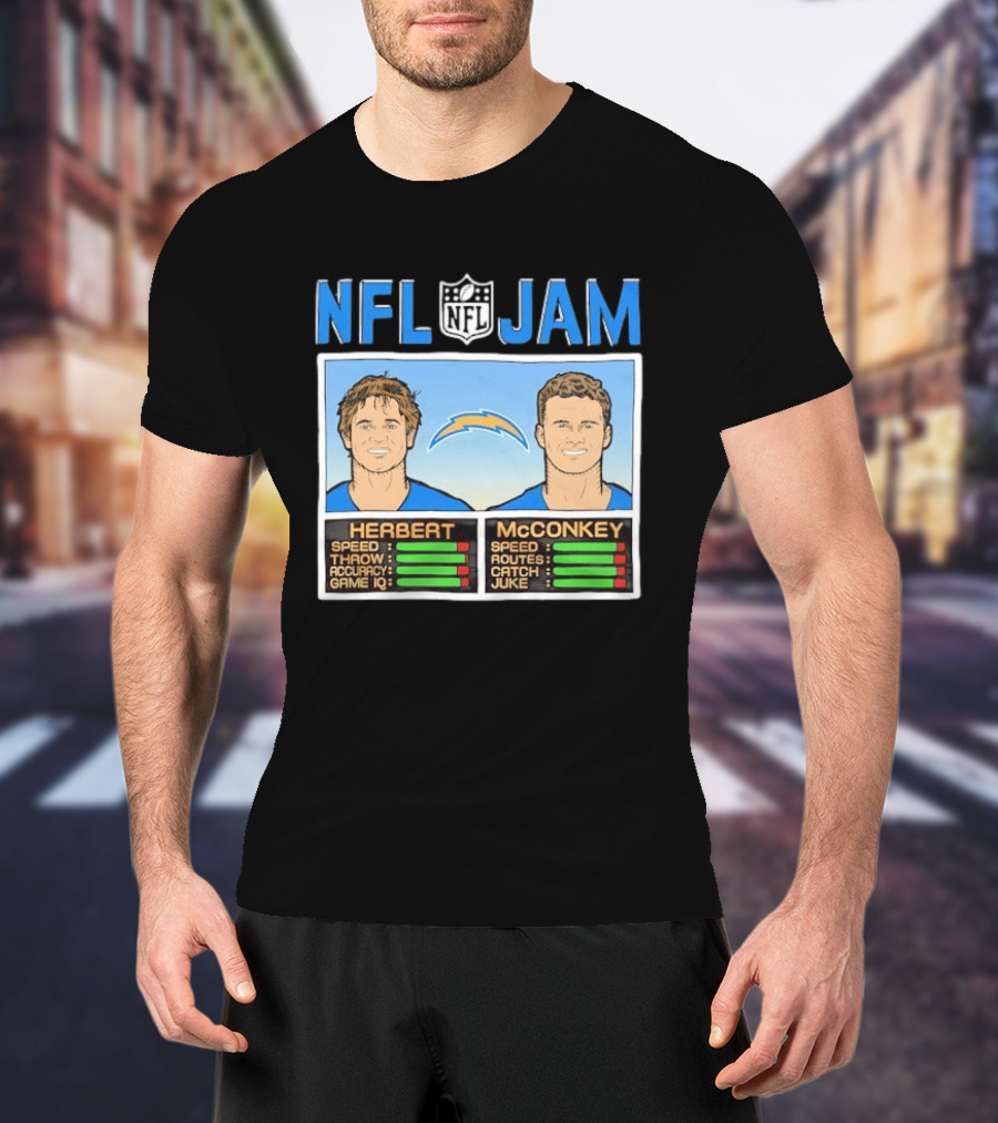 NFL Jam Herbert McConkey Los Angeles Chargers Football T-Shirt