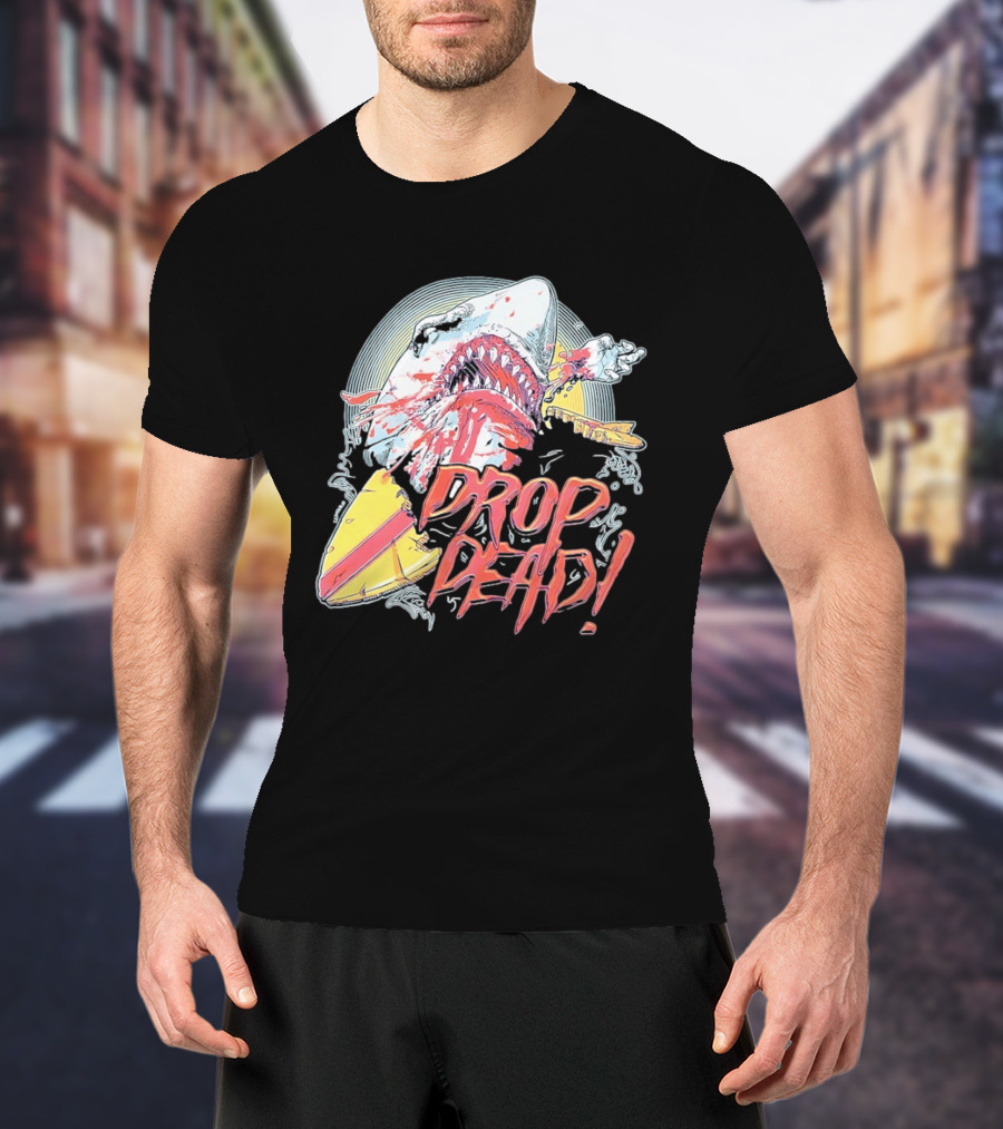 Drop Dead Shark Attack Surfboard T-Shirt