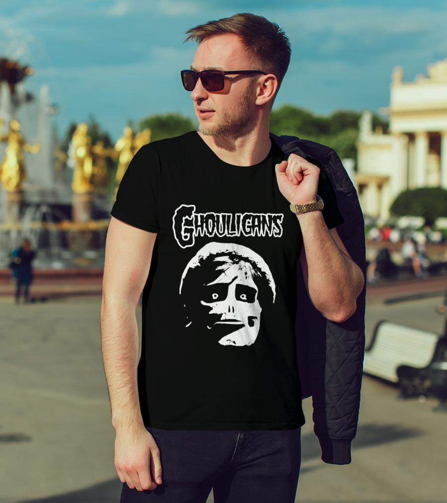 Ghouligans Classic Horror Punk Skull Face White T-Shirt