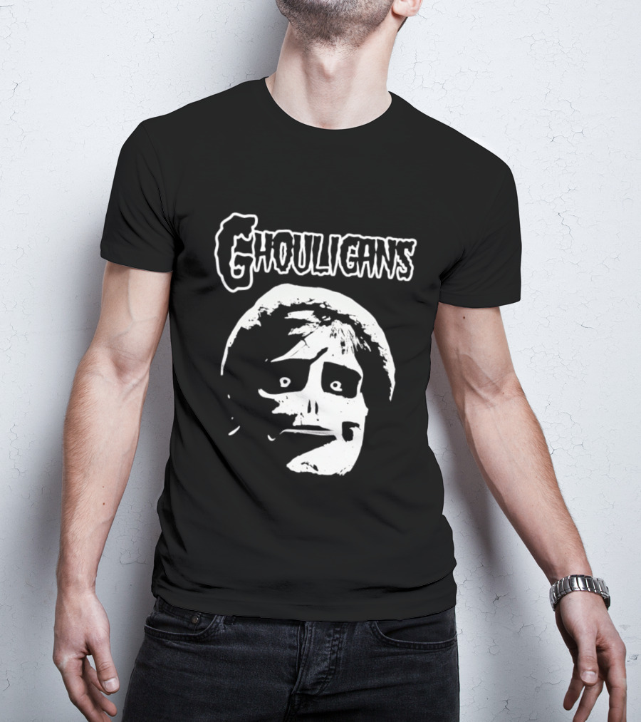 Ghouligans Classic Horror Punk Skull Face White T-Shirt