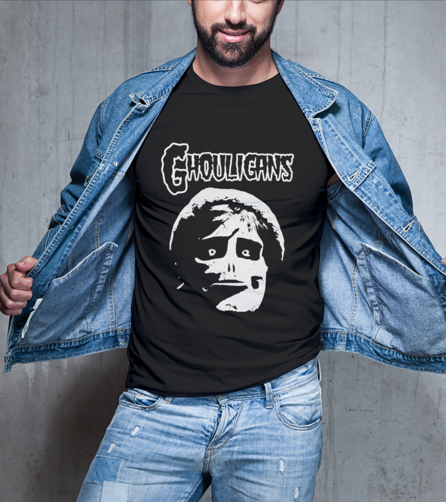 Ghouligans Classic Horror Punk Skull Face White T-Shirt