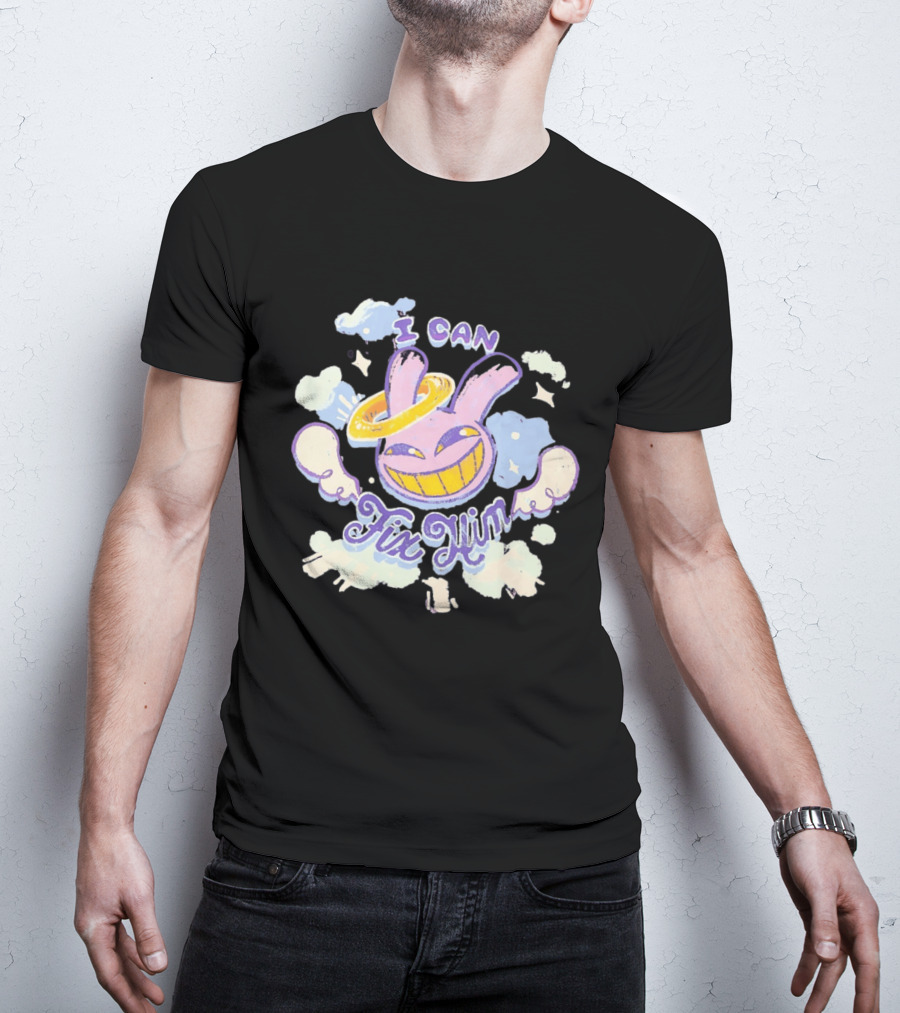 I Can Fix Him Creepy Purple Rabbit Halo Wings T-Shirt