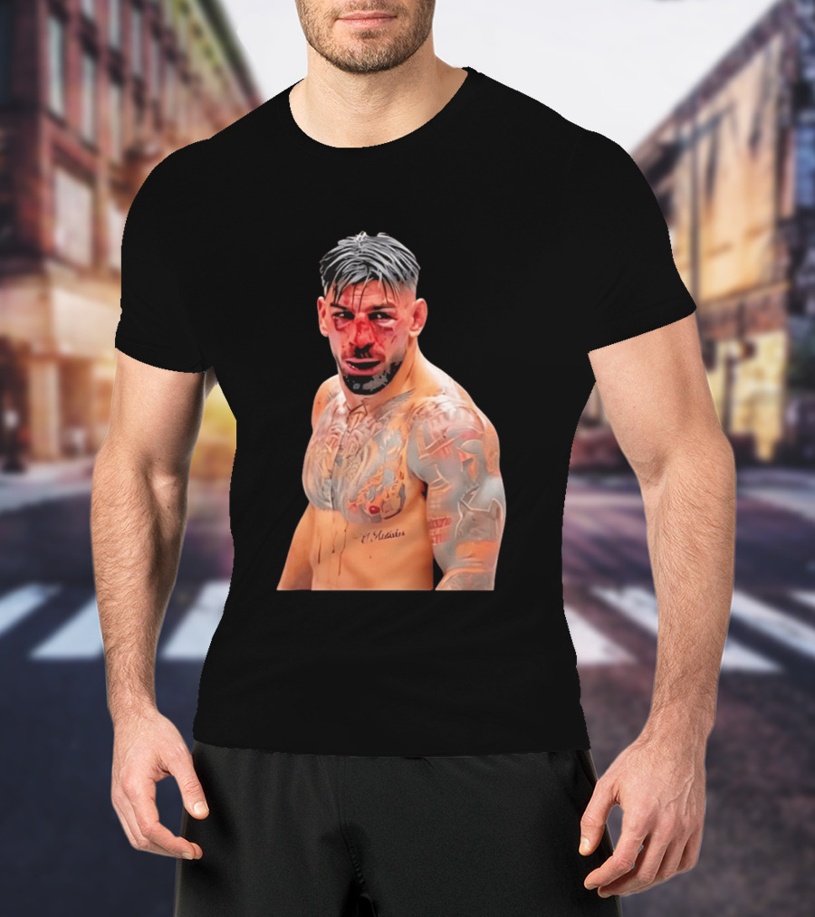 Ilia Topuria MMA Fighter Portrait Bleeding Face T-Shirt