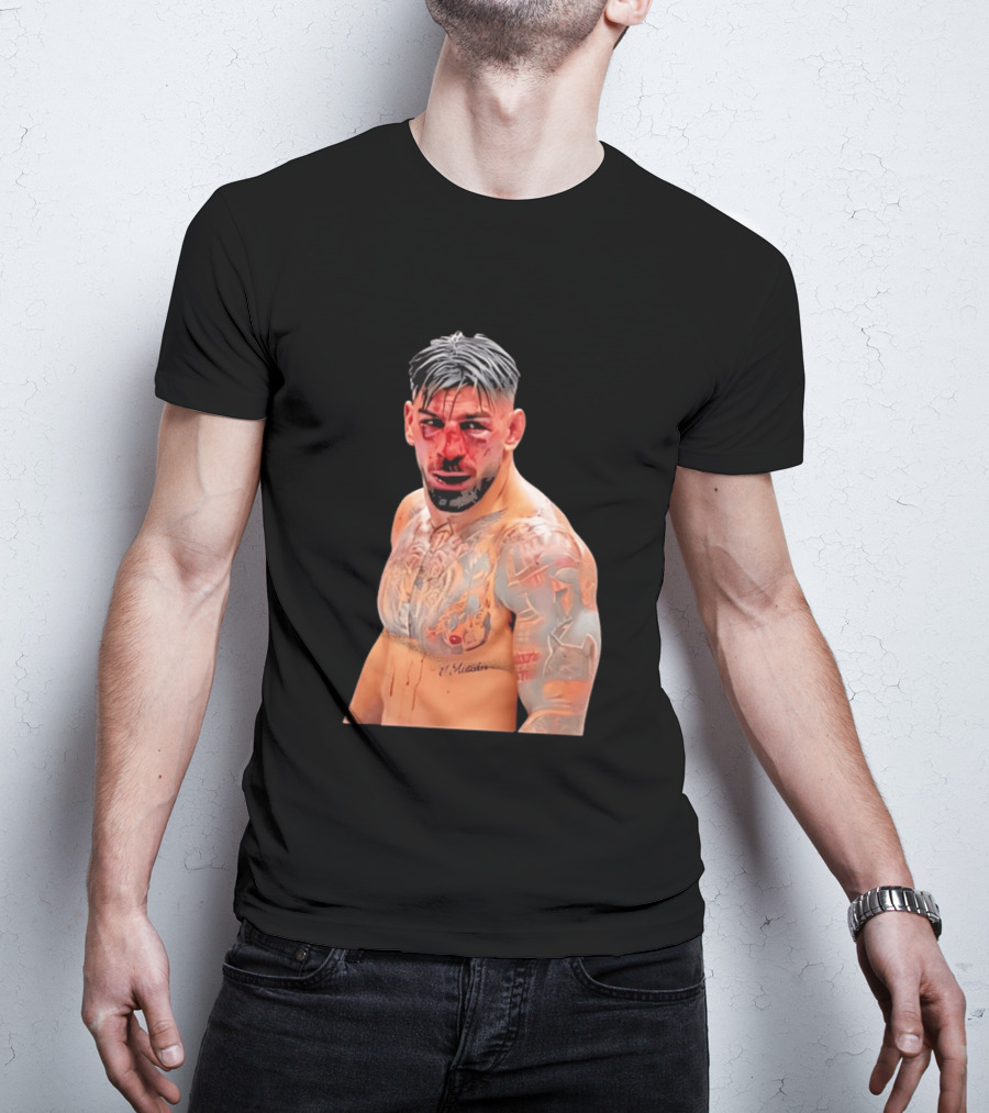 Ilia Topuria MMA Fighter Portrait Bleeding Face T-Shirt