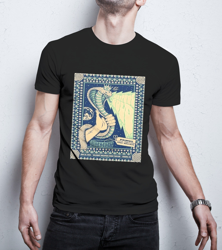 Primus Claypool Lennon Delirium Frog Brigade Tour June 22 2026 Walmart Arkansas Music Pavilion Rogers Cobra Hand T-Shirt