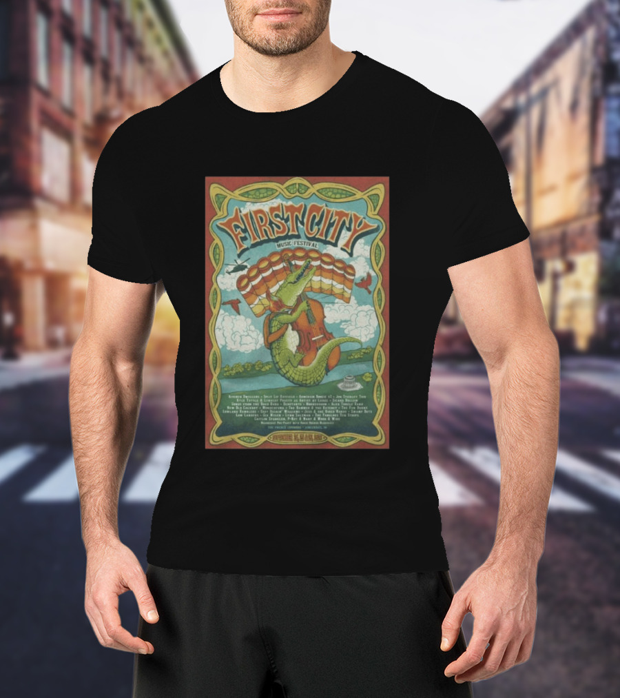 September 24th 26th 2026 First City Music Festival Vincennes IN Crocodile Playing Banjo T-Shirt