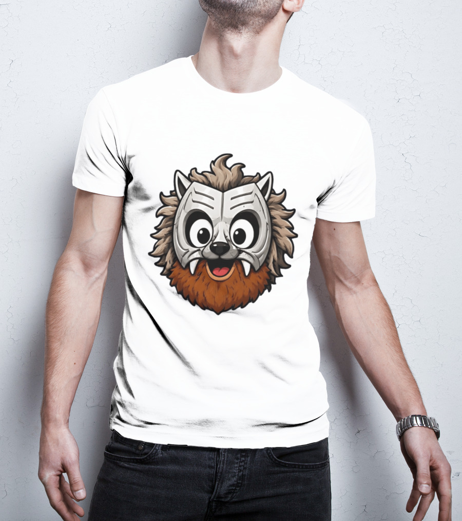 Werewolf Mask Cartoon With Adorable Big Eyes And Fangs T-Shirt