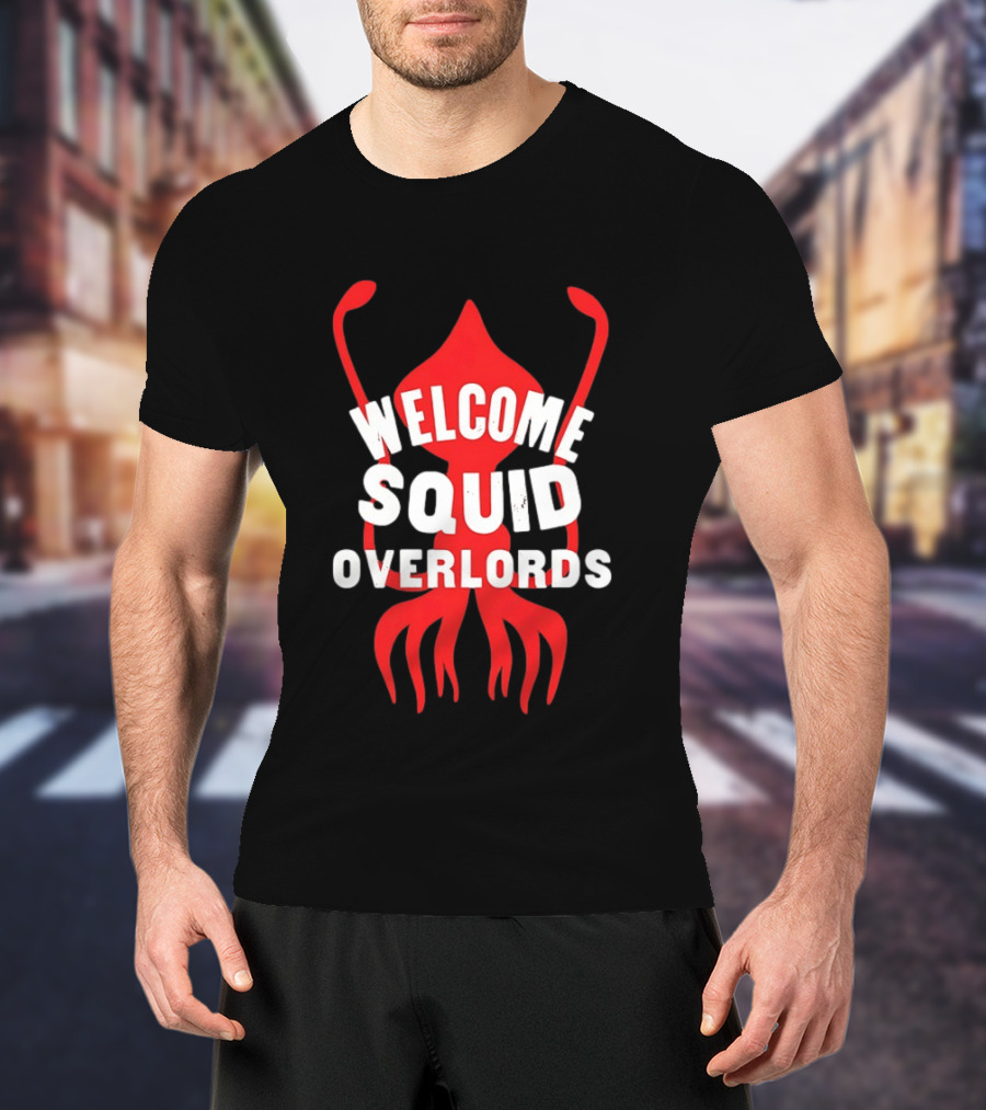 Welcome Squid Overlords Red Kraken Marine Life Ocean Biology T-Shirt