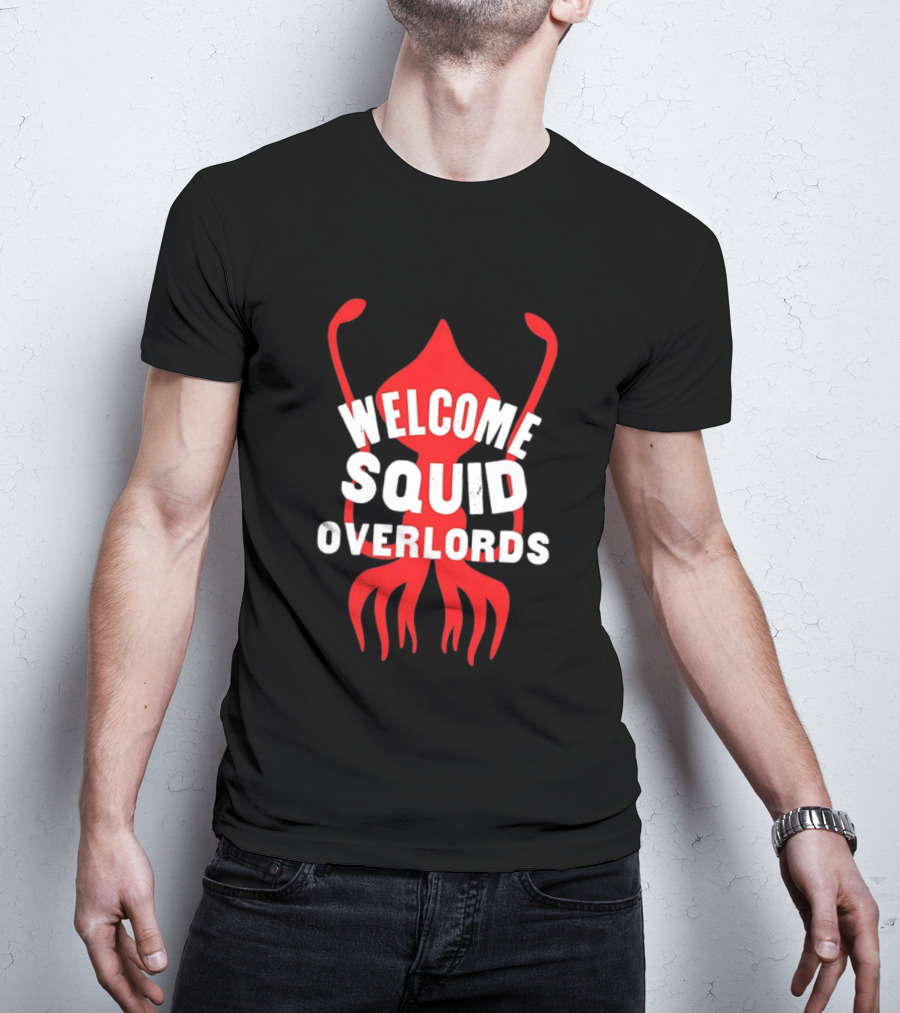 Welcome Squid Overlords Red Kraken Marine Life Ocean Biology T-Shirt