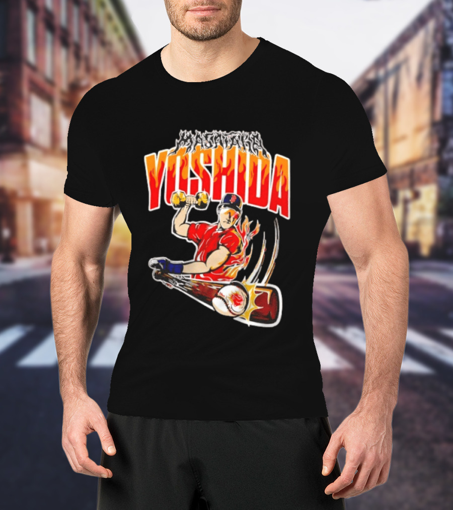 Masataka Yoshida Boston Red Sox MLB Flame Baseball T-Shirt