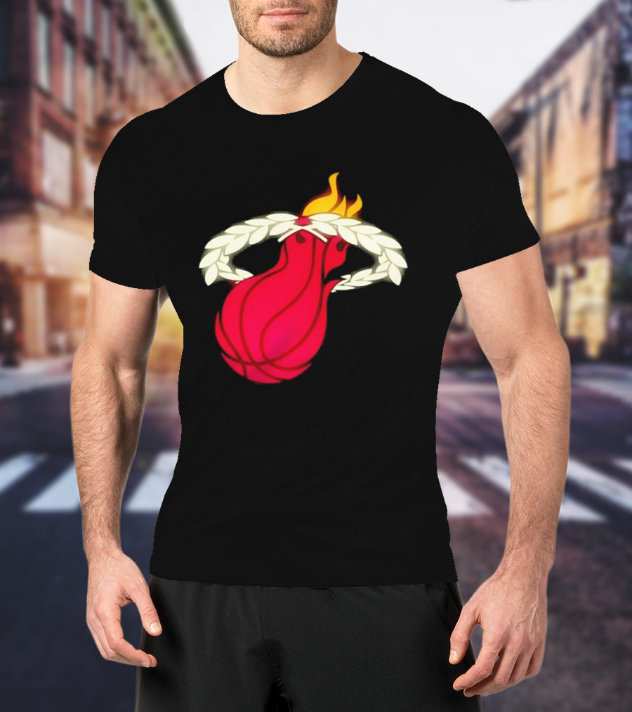 Miami Heat Flaming Basketball Wreath NBA T-Shirt