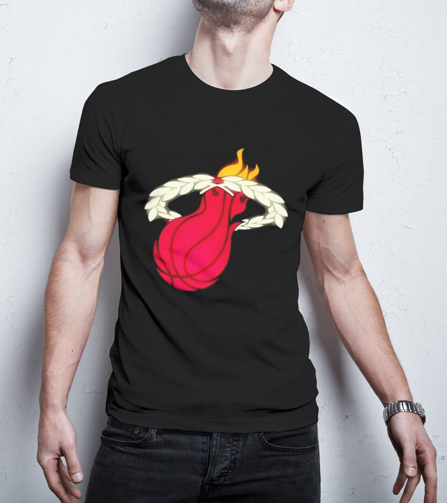 Miami Heat Flaming Basketball Wreath NBA T-Shirt