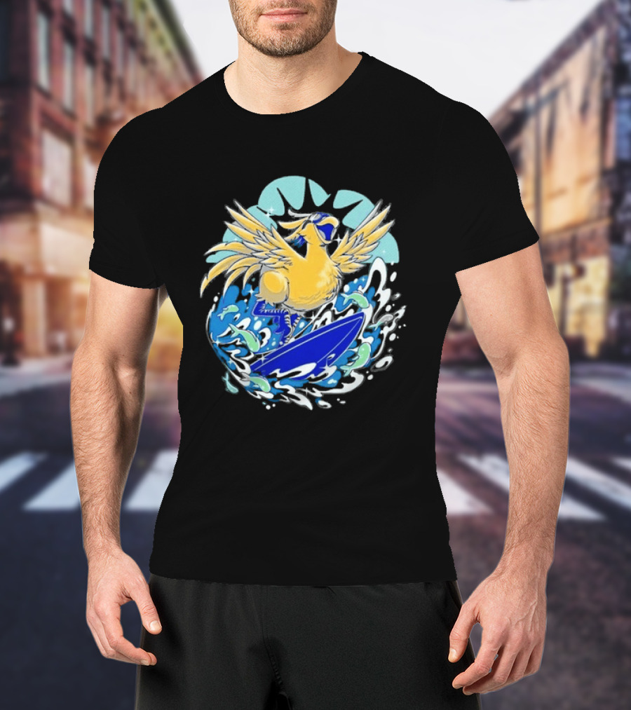 Pop Culture Wizard Surfing Yellow Bird T-Shirt