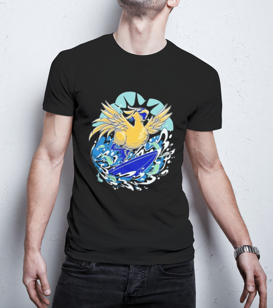 Pop Culture Wizard Surfing Yellow Bird T-Shirt