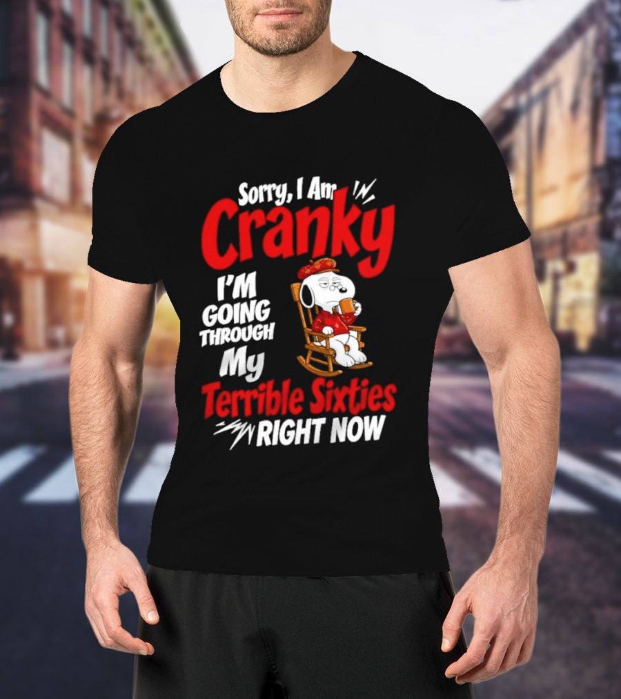 Snoopy Sorry I Am Cranky I'm Going Through My Terrible Sixties Right Now T-Shirt