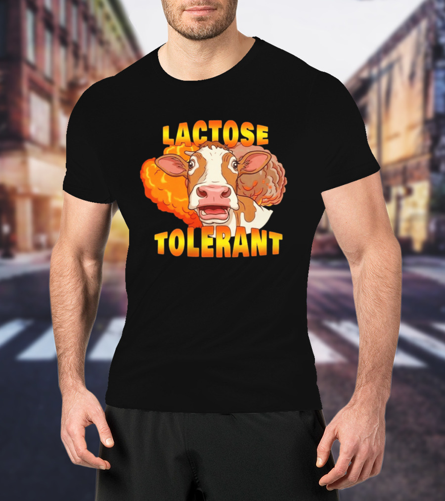 Lactose Tolerant Cow Explosion Dairy Humor T-Shirt