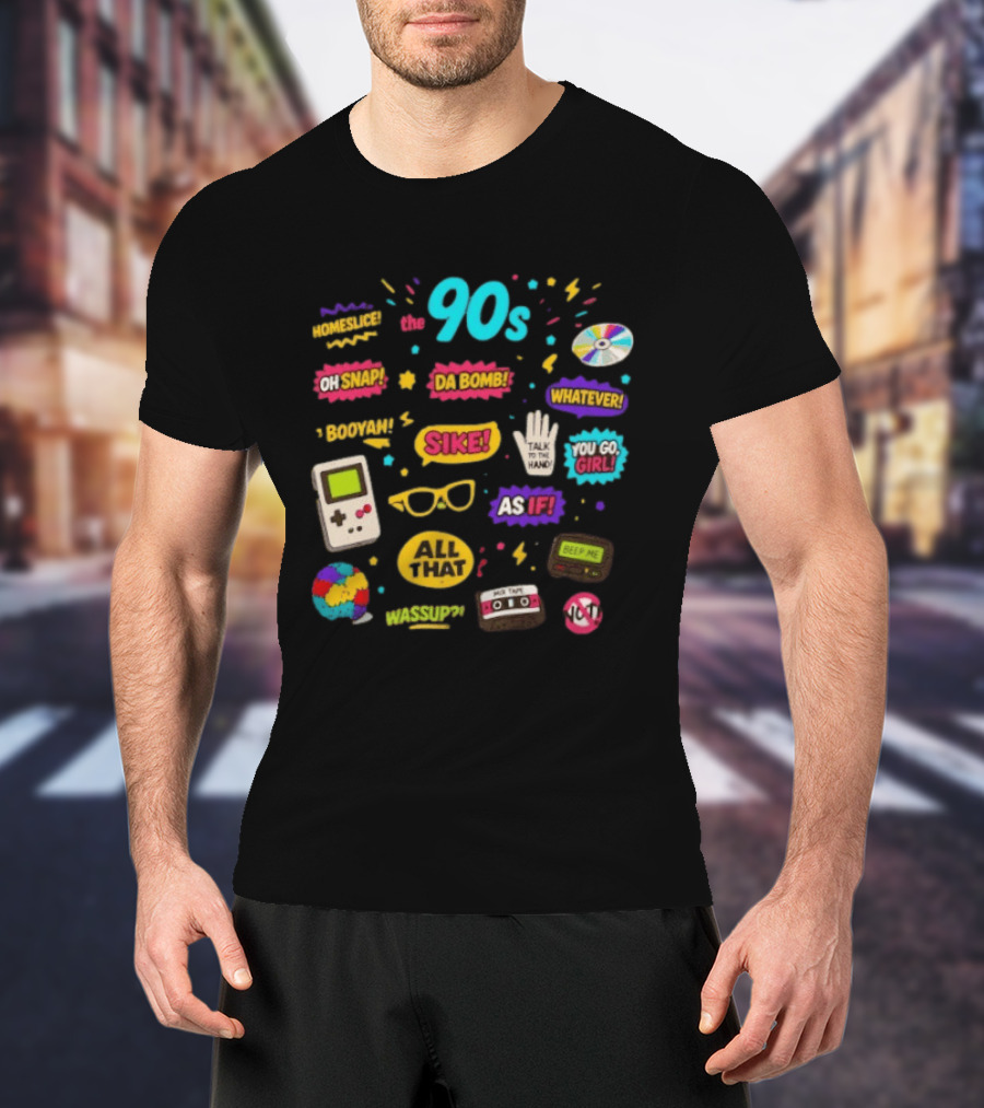The 90s Nostalgia Oh Snap Homeskillet Da Bomb Booyah Sike Whatever You Go Girl As If All That Wazzup Talk To The Hand Retro Gaming Cassette CD Beeper T-Shirt
