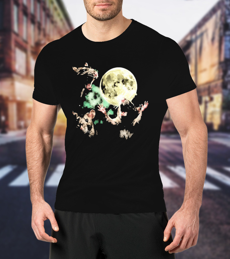 Three Rats Howling At The Full Moon Rodent T-Shirt