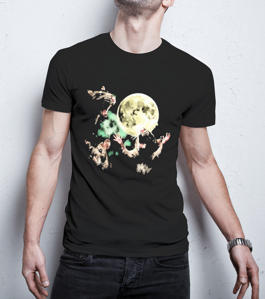 Three Rats Howling At The Full Moon Rodent T-Shirt