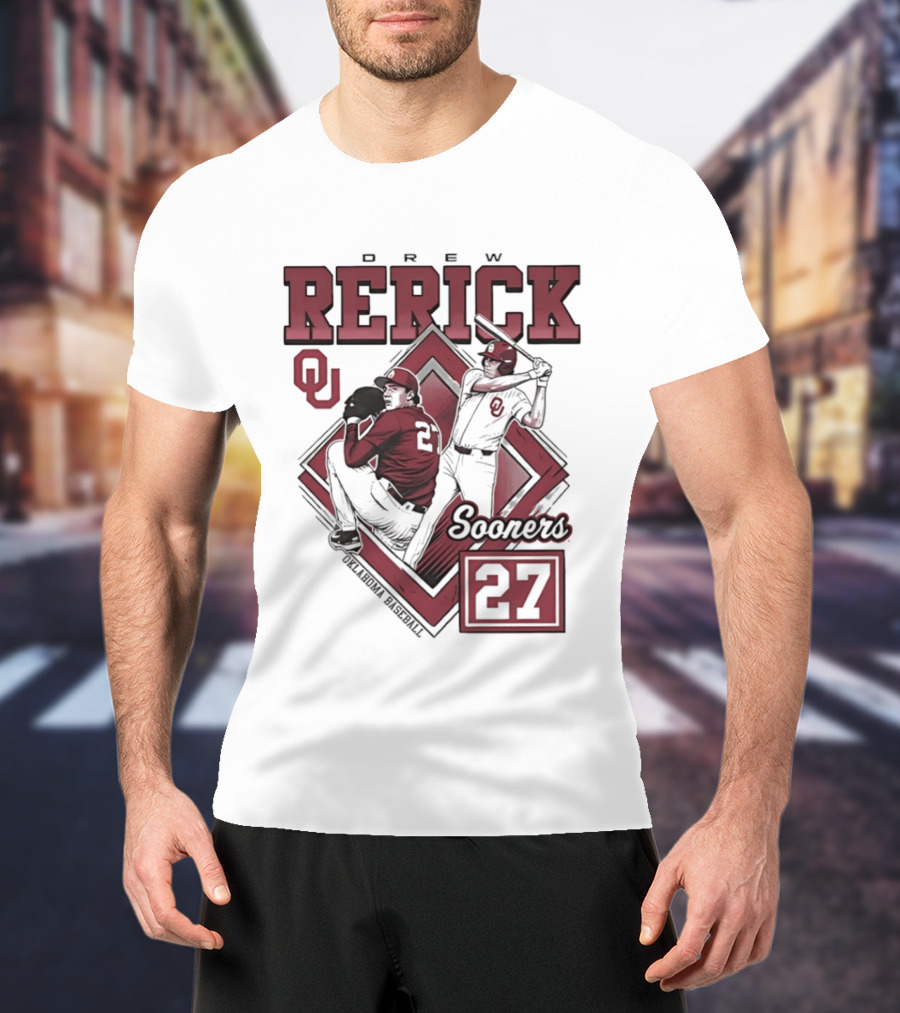 Oklahoma Sooners Drew Rerick Baseball 27 OU T-Shirt