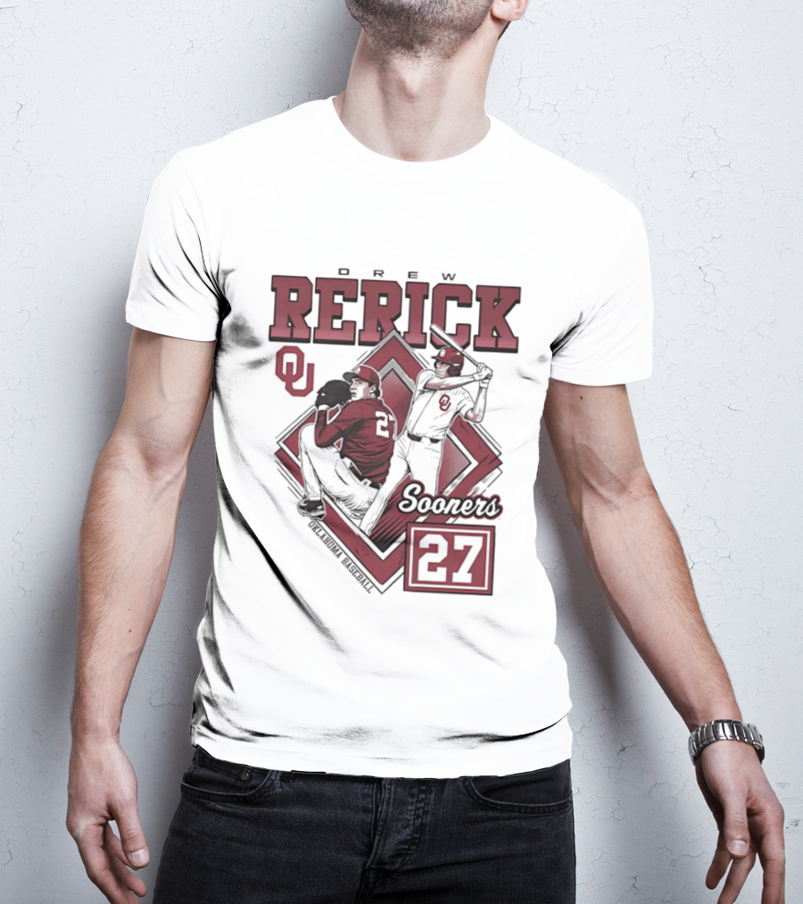 Oklahoma Sooners Drew Rerick Baseball 27 OU T-Shirt
