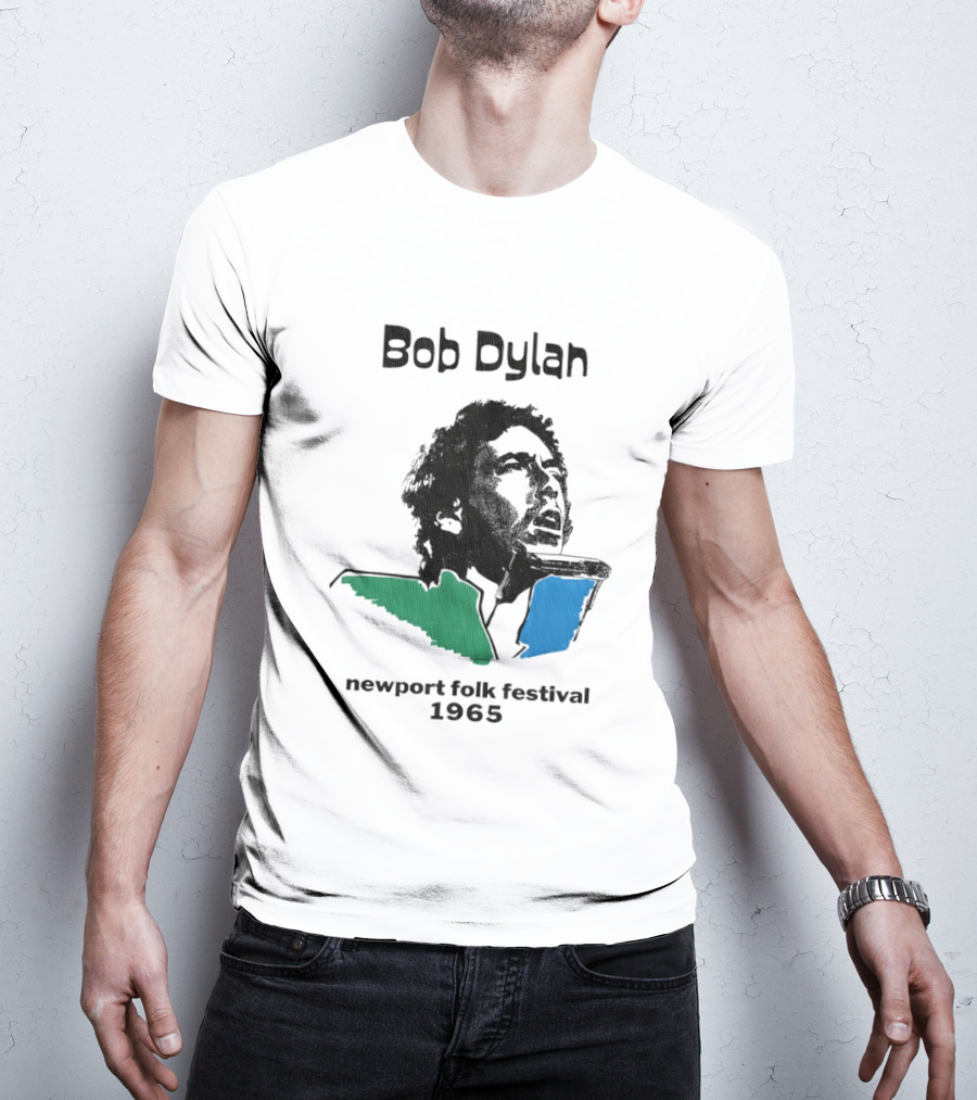 Bob Dylan Newport Folk Festival 1965 Iconic Black Green Blue T-Shirt
