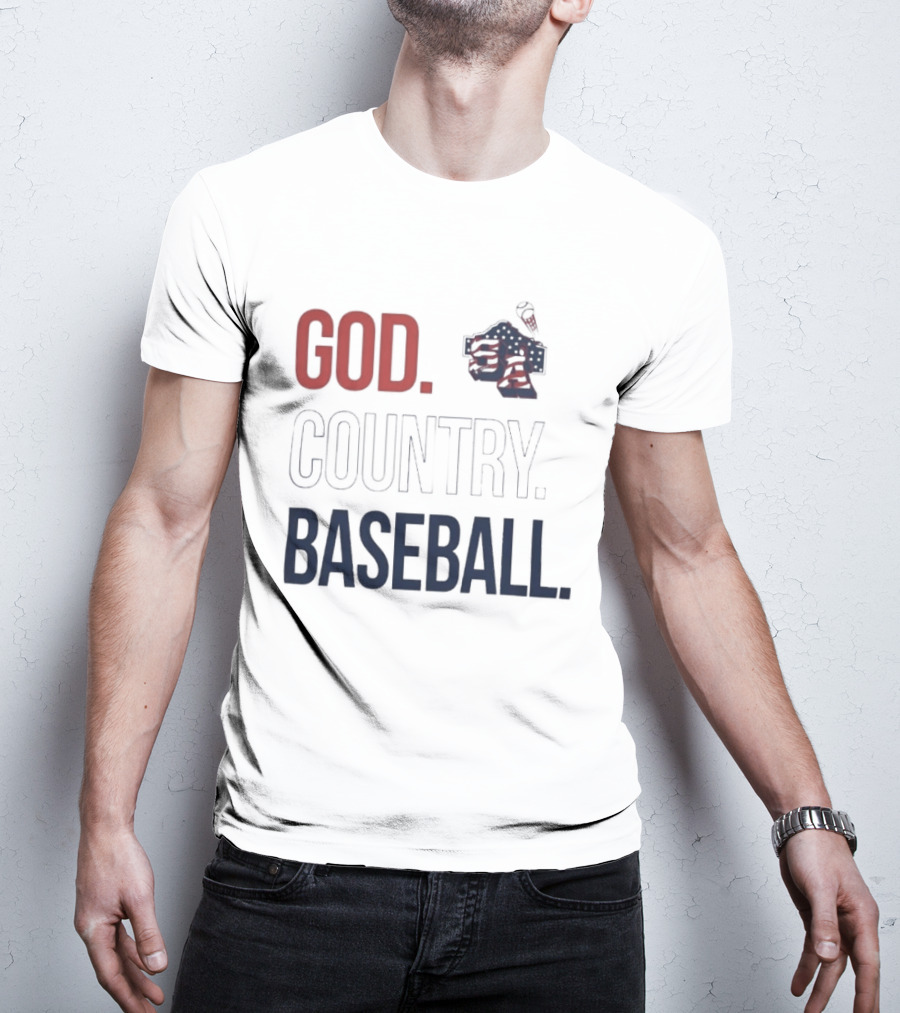 San Antonio Missions God Country Baseball USA Flag Patriotic Grey T-Shirt