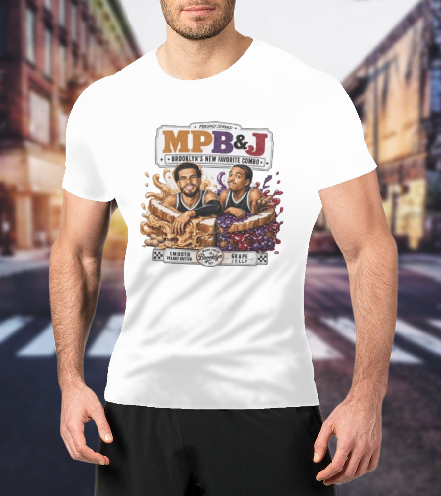 Freshly Served MPB & J Brooklyn's New Favorite Combo Smooth Peanut Butter Grape Jelly T-Shirt