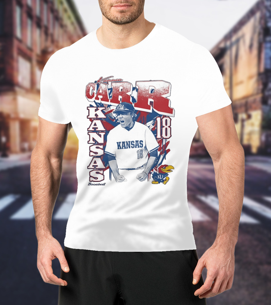 Kansas Jayhawks Kanon Carr 18 Baseball KU Team Fan Gear T-Shirt