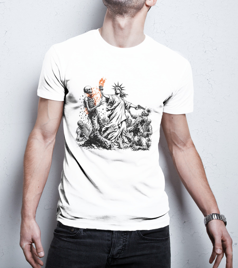 Liberty Or Death Zombie Apocalypse Undead Statue Of Liberty Torch T-Shirt