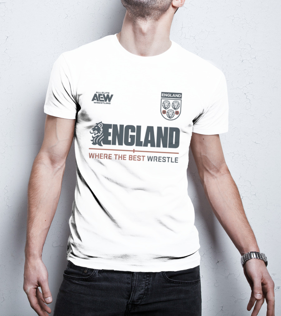 All Elite AEW Wrestling England Where The Best Wrestle Lion Crest T-Shirt