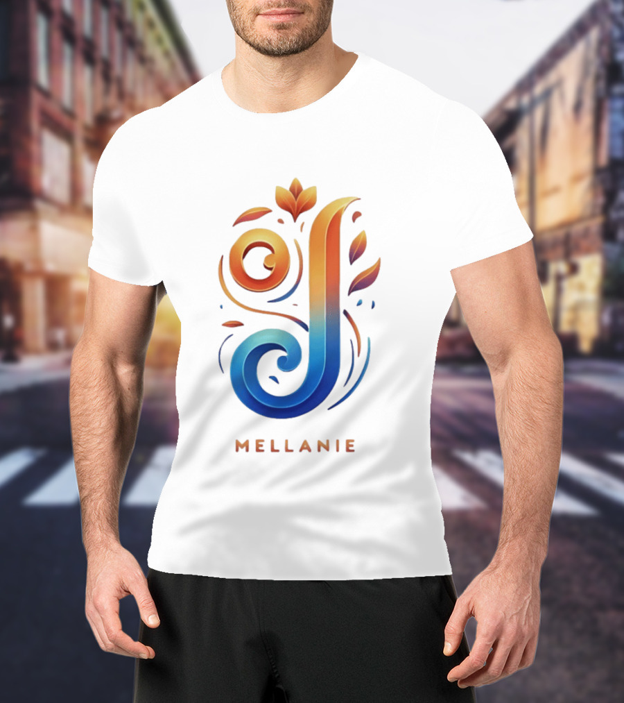 Mellanie Decorative Letter J Floral Gradient T-Shirt