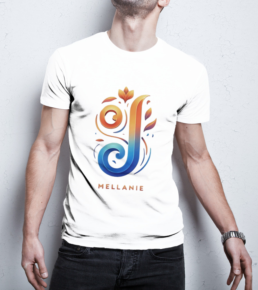 Mellanie Decorative Letter J Floral Gradient T-Shirt