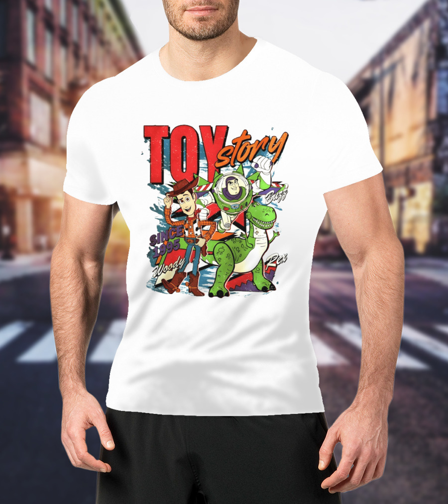 Toy Story Woody Buzz Rex Since 1995 Animated Adventure T-Shirt