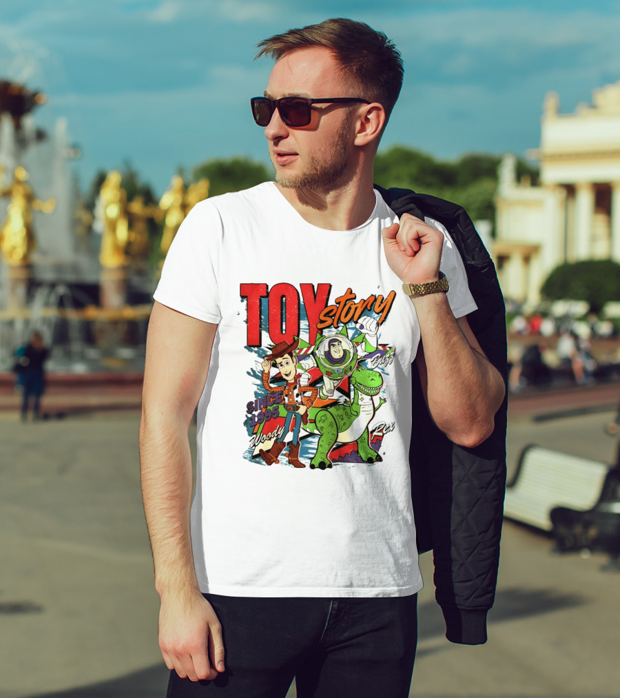 Toy Story Woody Buzz Rex Since 1995 Animated Adventure T-Shirt