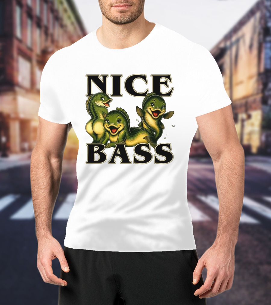 Nice Bass Fishing Pun Angler Humor Trio Fish T-Shirt