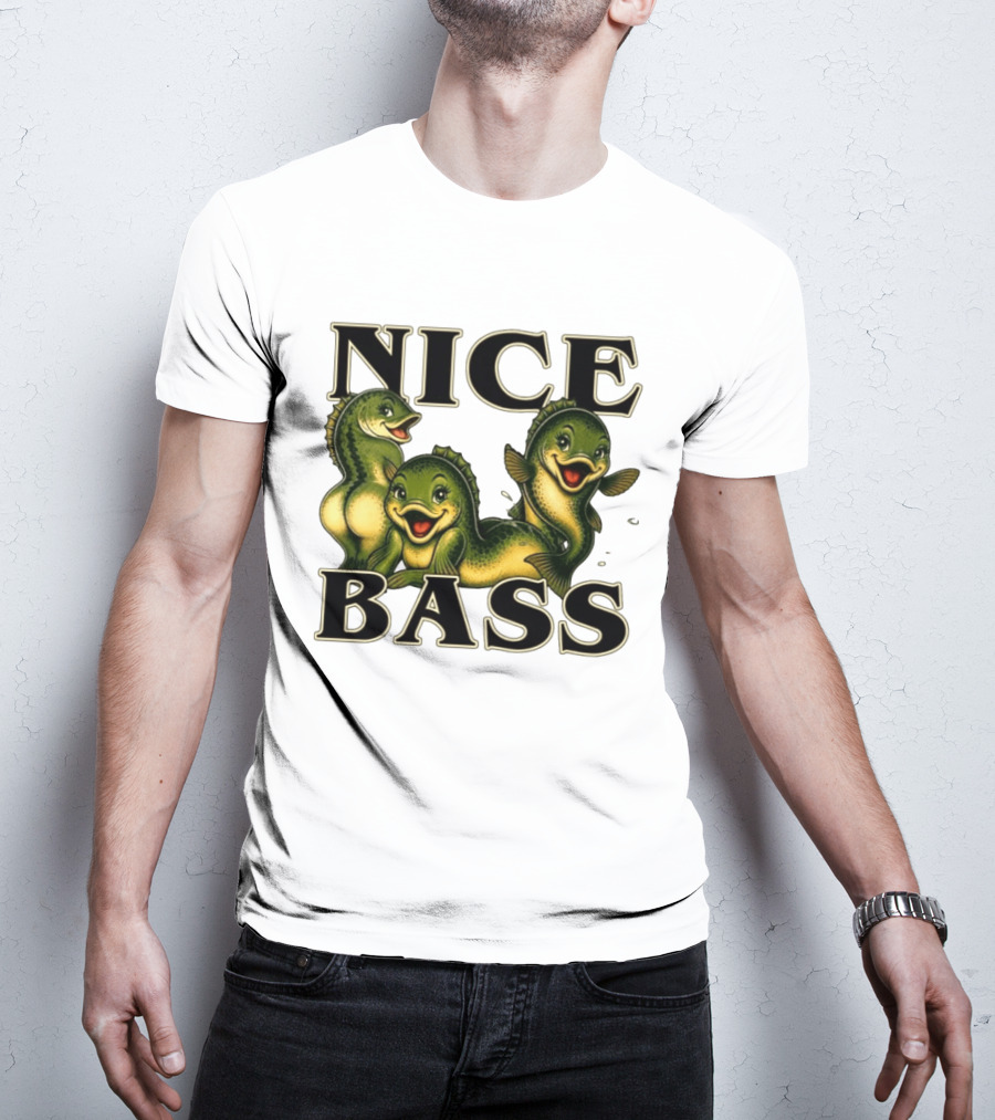 Nice Bass Fishing Pun Angler Humor Trio Fish T-Shirt