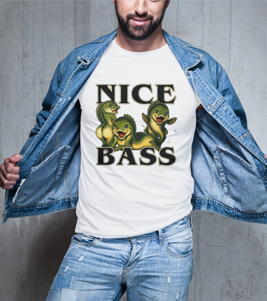 Nice Bass Fishing Pun Angler Humor Trio Fish T-Shirt