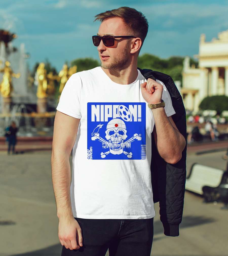 Nippon It's The Dawn Of Japan Skull Crossbones Soccer Ball T-Shirt