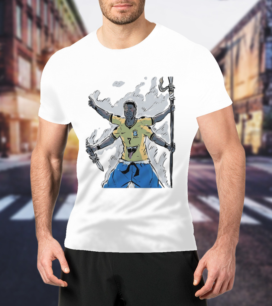 Vini Jr. Brazil Ryomen Sukuna Crossover Anime Character Fusion T-Shirt