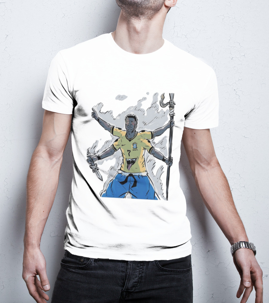 Vini Jr. Brazil Ryomen Sukuna Crossover Anime Character Fusion T-Shirt